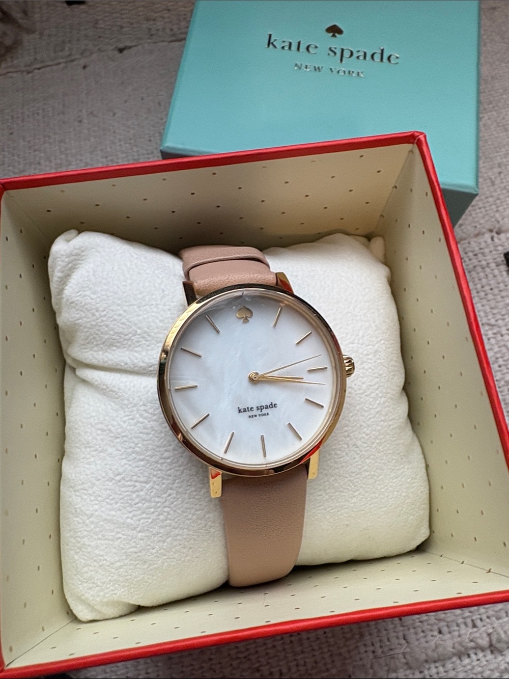 kate spade Blush Pink Leather Strap Watch with Gold-Tone